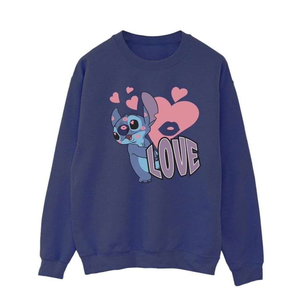 Lilo & Stitch Womens/Ladies Love Hearts Sweatshirt / Navy Blue